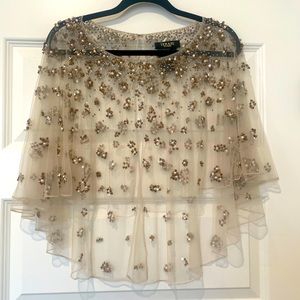 Anthropologie x BHLDN Terani Couture Embellished Overlay Shawl Jacket, Size M/L